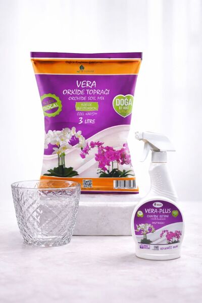 MF Botanik Orkide Saksı - Vera 3 Lt Orkide Toprağı - Vera-plus Orkide Sıvı Bi...
