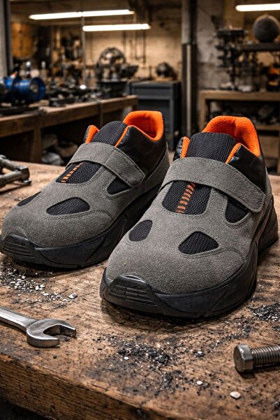 Genel Markalar İş Güvenliği Ayakkabısı Çelik Burun Gri Süet S1 marka