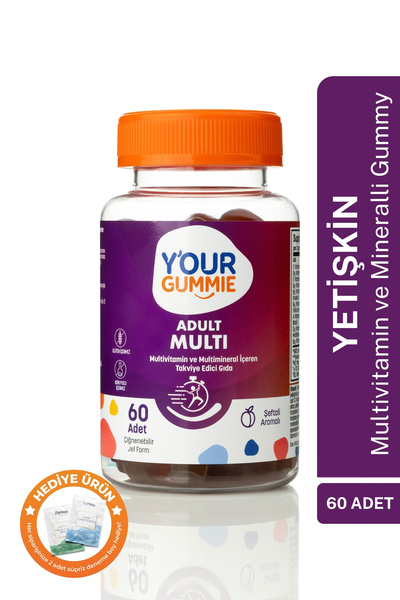 Y'our Gummie فيتامينات متعددة قابلة للمضغ للنساء والرجال - متعددة المعادن A، B2/B3/B5/B6/B12، E، D3 حلوى جيلاتينية للبالغين