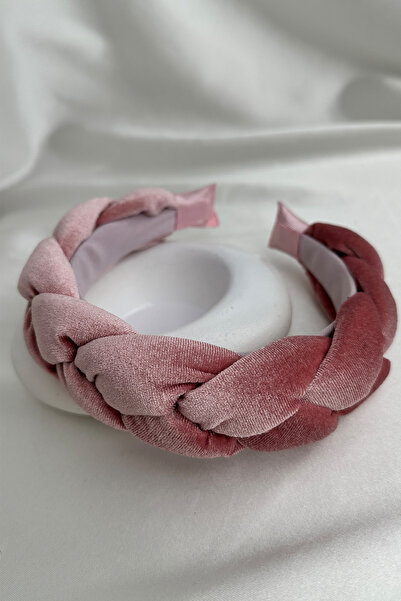 Modex Βελούδινη κορώνα με ροζ πλεκτό σχέδιο