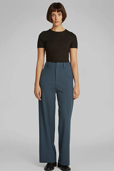 Calvin Klein Kadın Yüksek Bel Mavi Kumaş Pantolon