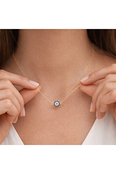 Soleildor 925 ayar Orijinal Gümüş Nazar Boncuğu Gümüş Kolyesi