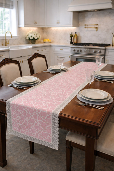 Rona Home سجادة أنيقة مزينة بالدانتيل الوردي، سجادة مميزة بتصميم خاص، غطاء أنيق لغرفة المعيشة