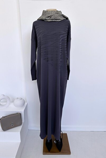 Ka Hijab Φόρεμα ζέβρας μερσεριζέ - καπνιστό