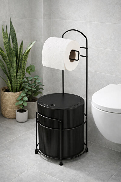 Kitchen Line Luxury Bathroom Wc Toilet Paper Holder Trash Bin Set Plastic Buc...