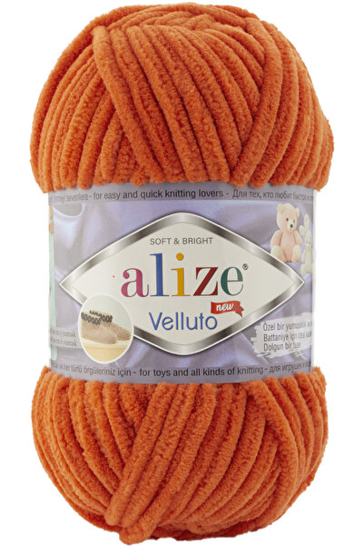 Alize Velluto Kalın Kadife El Örgü İpi 06 Portakal