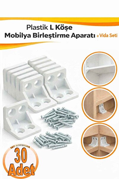 İMT AKSESUAR Plastik L Köşe Mobilya Birleştirme Aparatı | Mobilya Bağlantı Kö...
