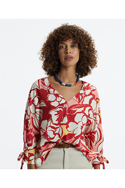 Yargıcı V Yakalı Manşeti Bağlamalı Bluz