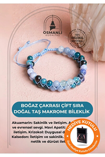 OSMANLI DOĞAL TAŞ Boğaz Çakrası Gerçek Doğal Taş Çift Sıra Özel Tasarım El Ya...