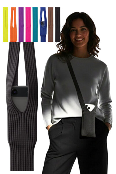 KYLE XM Curea pentru gât pentru telefon, compatibilă cu toate telefoanele, 80 cm, țesătură tricotată, umăr bretea crossbody iphone, buzunar pentru transport