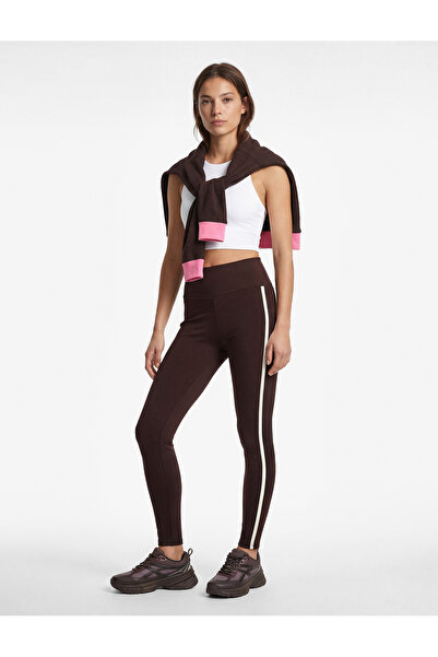 Koton Yüksek Bel Biyeli Slim Fit Spor Tayt