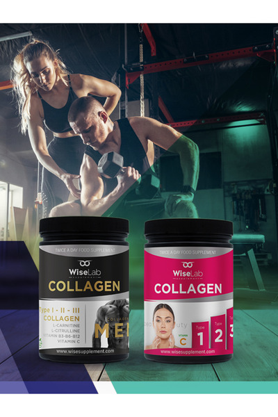 WiseLab Beauty Collagen Powder Type123 Vitamin C 300gr + Men Collagen 300gr