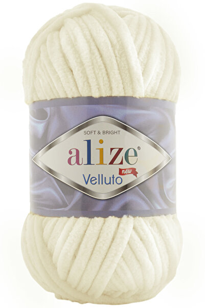 Alize Velluto Kalın Kadife El Örgü İpi 62 Açık Krem