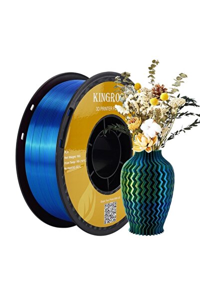 KINGROON Üç Renkli Silk PLA Filament - Sarı Mavi Yeşil Canlı Parlak Renk Geçi...