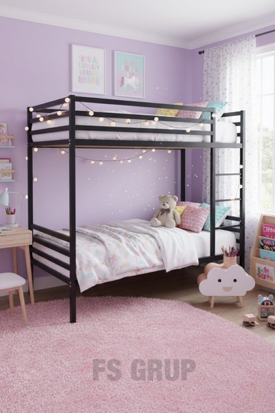 FSHOME FS GRUP | Çift Kişilik Metal Ranza – Siyah, Sağlam ve Kullanışlı Tasarım