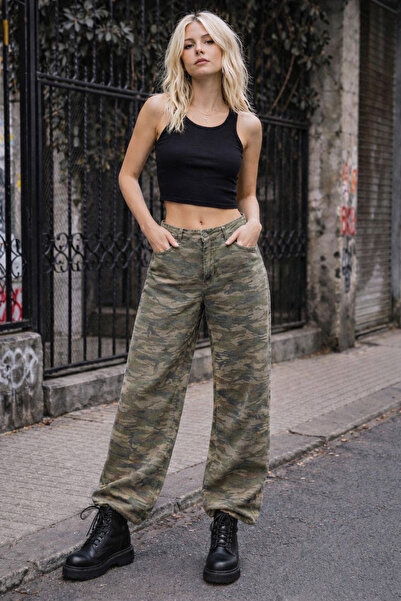 AGA Kadın Kamuflaj Baggy Fit Pantolon