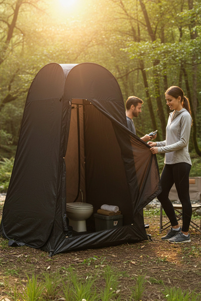 EFSANE KAMP SİYAH Duş Wc Soyunma Çadırı - Otomatik - 120x120x190cm