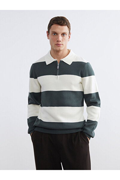 LC Waikiki Özmarka New Season Polo Neck Striped Men's Knitwear Sweater