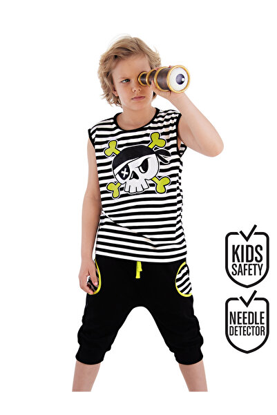 MSHB&G Striped Skull Summer T-shirt and Capri Shorts Set for Boys