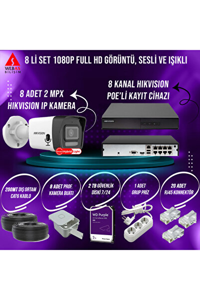 Hikvision 8 IP Kameralı Hazır Güvenlik Seti (1. Sınıf Ürün)
