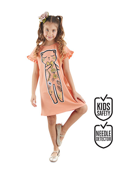 MSHB&G Salmon Colored Flower Patterned Cotton Summer Dress for Girl