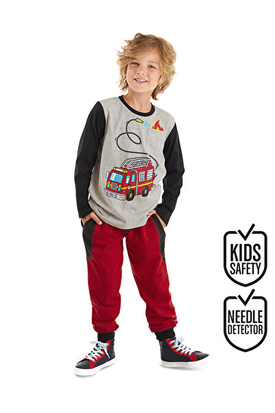 Denokids İtfaiye Erkek Çocuk Uzun Kollu T-shirt Pantolon Takım