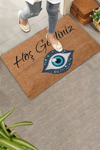 Valerine Life سجادة باب أمامية للترحيب بخرزة العين الشريرة مقاس 45 × 70 سم