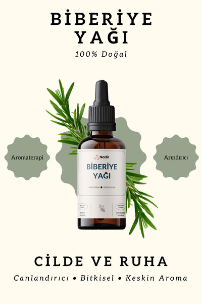 Nadir Kimya Biberiye Yağı 10 ml – %100 Doğal – Uçucu (Esansiyel) Yağ – Cilt & Saç Bakımı – Aromaterapi
