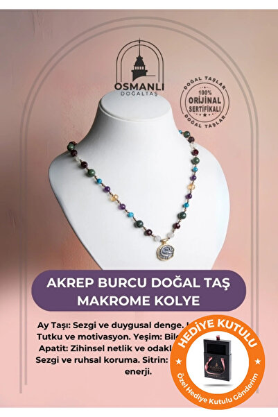 OSMANLI DOĞAL TAŞ Akrep Burcu Enerjisine Özel Gerçek Doğal Taş El Yapımı Kutu...