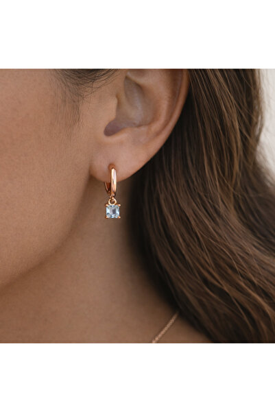 Heppii أقراط دائرية مربعة زرقاء بسيطة أنيقة متدلية