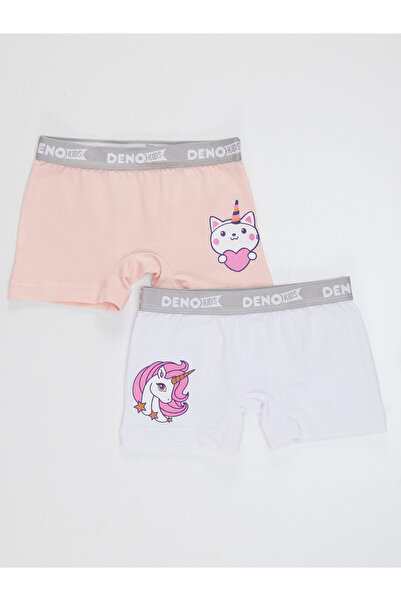 Denokids Girl's Pink-white 2 Pieces Boxer Set