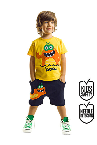 Denokids Lake Monster Erkek Çocuk T-shirt Şort Takım