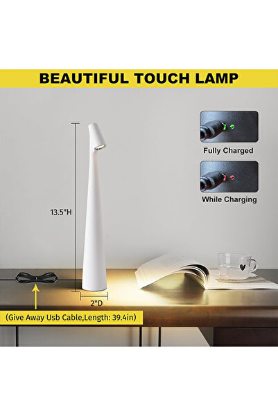 VALUE مصباح طاولة LED أنيق بدون أسلاك مع مستشعر لمس - قابل للشحن، ضوء بألوان وزوايا مختلفة .