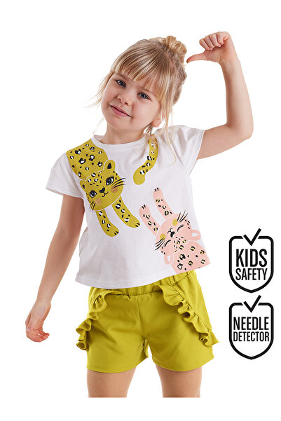 Denokids Mädchen-Sommer-T-Shirt-Shorts-Set mit gekräuselten Katzen