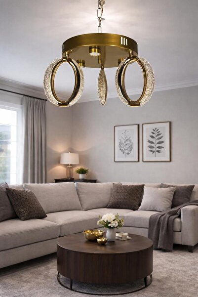 BİAVİZE 3'LÜ KRİSTAL LEDLİ 3LÜ KENDİNDEN SPOTLU LED AVİZE