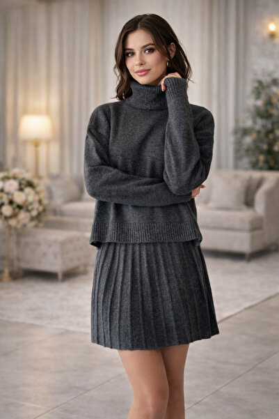 OYERGA MODA طقم نسائي شتوي مكون من قطعتين مع تنورة