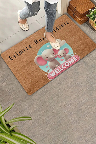 Valerine Life Χαριτωμένο ροζ μωρό ελέφαντα Καλώς ορίσατε στο σπίτι μας Πατάκι...