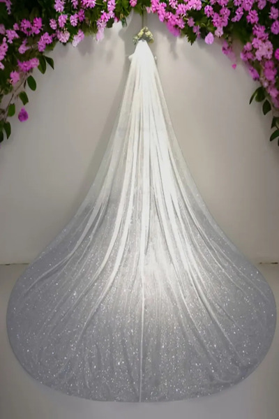 JetDukkan Ασημί πέπλο 3 μέτρων - Λάμψε με το πέπλο με λάμψη