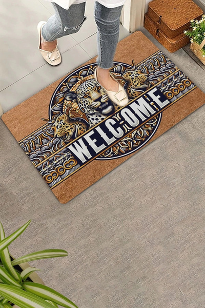 Valerine Life سجادة باب ترحيب على شكل نمر مقاس 45 × 70 سم