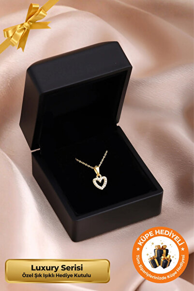 Lucente Jewellery Işıklı Hediye Kutulu Taşlı Kalp Modeli 925 Ayar Gümüş Kapla...