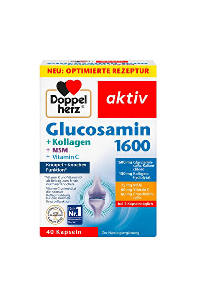 Doppelherz Glucosamin 1600 + Collagen + MSM + Vitamin C (40 Kapsül)