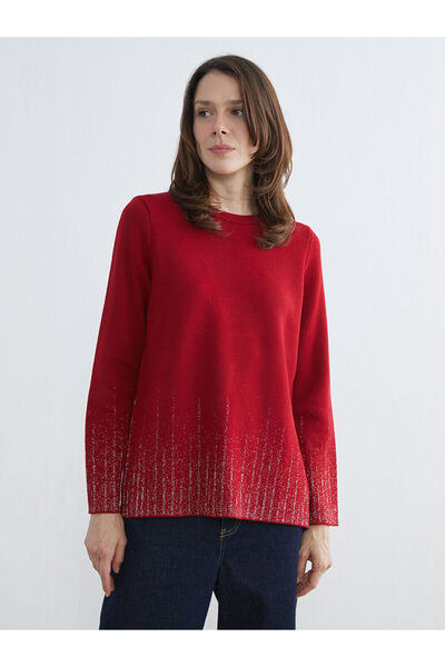 LC Waikiki طاقم الرقبة منقوشة سترة تريكو المرأة