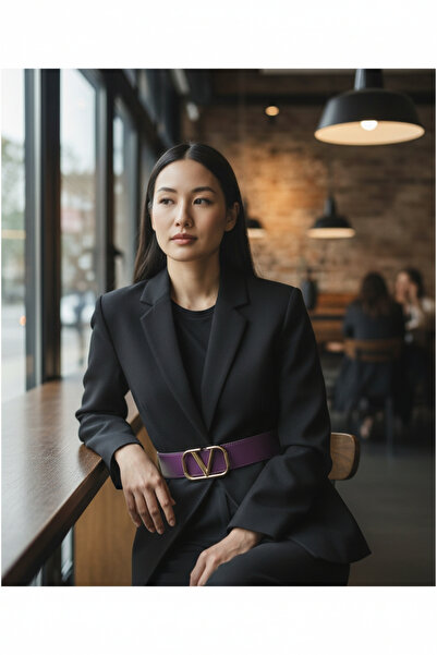 modayiğit Mor yumuşak deri Gold toka şık kemer