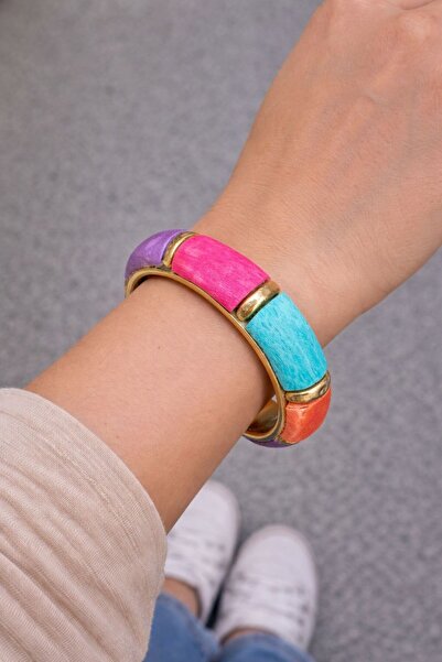 Gönülden Tasarım RENKLİ TAŞLI TASARIM KADIN BİLEZİK ÇAP 6 CM