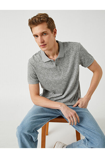 Koton تي شيرت بياقة بولو بنمط أوراق الشجر