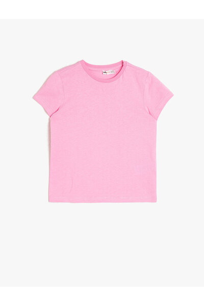 Koton Κοριτσίστικο T-Shirt Pink Crew Neck