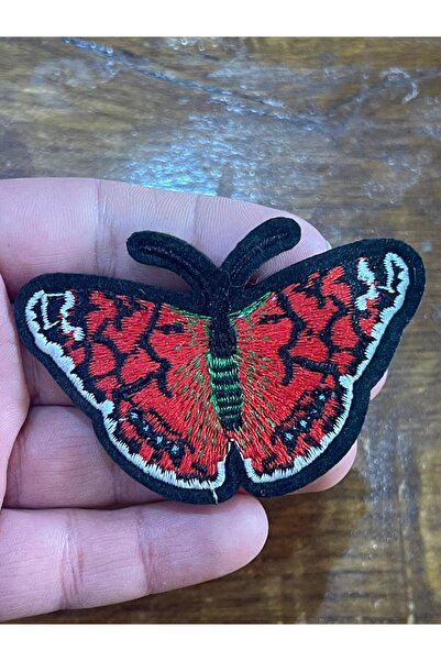 Gönülden Tasarım 7x5 cm peglana vezena crvena leptir aplikacija, zakrpa za ši...