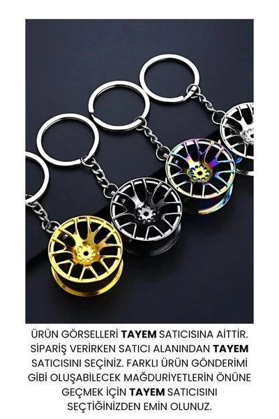 Genel Markalar Renkli Jant Anahtarlık Araç Aksesuarı 3D Metal Anahtarlık