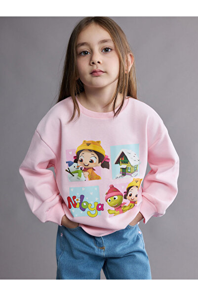 LC Waikiki Crew Neck Niloya Printed Girls' Sweatshirt