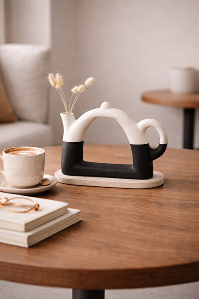 Momiko ARK Orta Boy Çift Renk El Yapımı Beton Dekoratif Tasarım Vazo – 10 Ren...